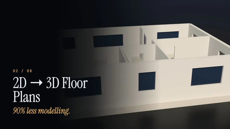 2D → 3D Floor Plans: Floor-plan images become Blender models automatically.