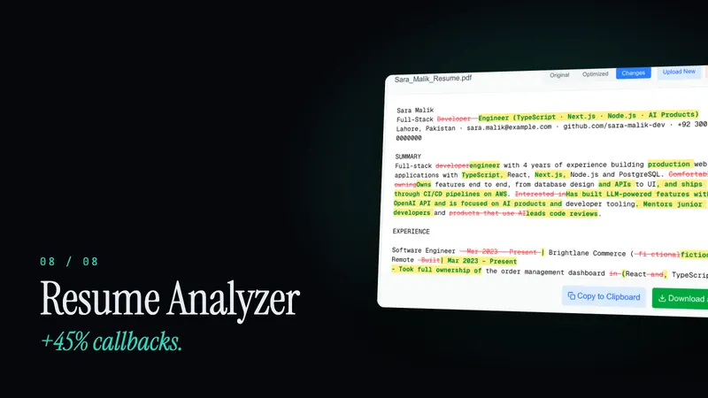 Resume Analyzer: Rewrites a resume for a specific job, with a tracked diff.